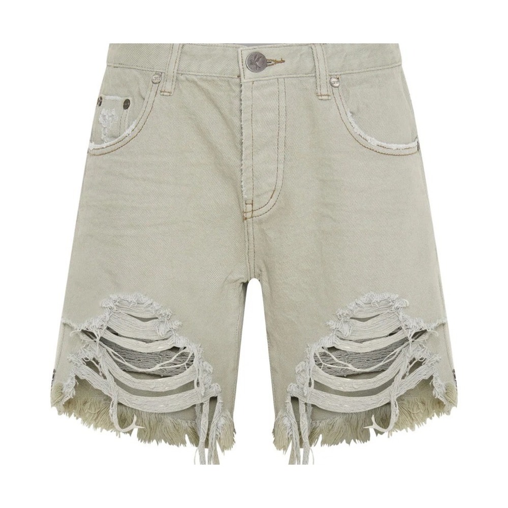 One Teaspoon NEW Stevies BP Distressed Shorts Frayed Hem Fade Khaki Size 25